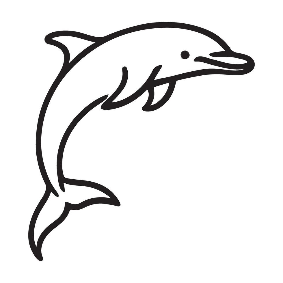 Leaping Dolphin Silhouette Line Art Illustration vector