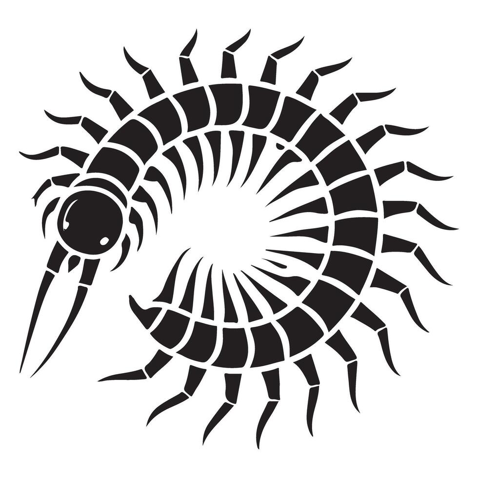 Unique Centipede Silhouette Design vector