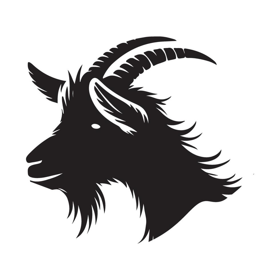 Goat Head Silhouette Illustration Design Element vector