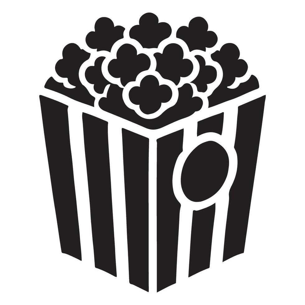 Striped Popcorn Bucket Silhouette Icon vector
