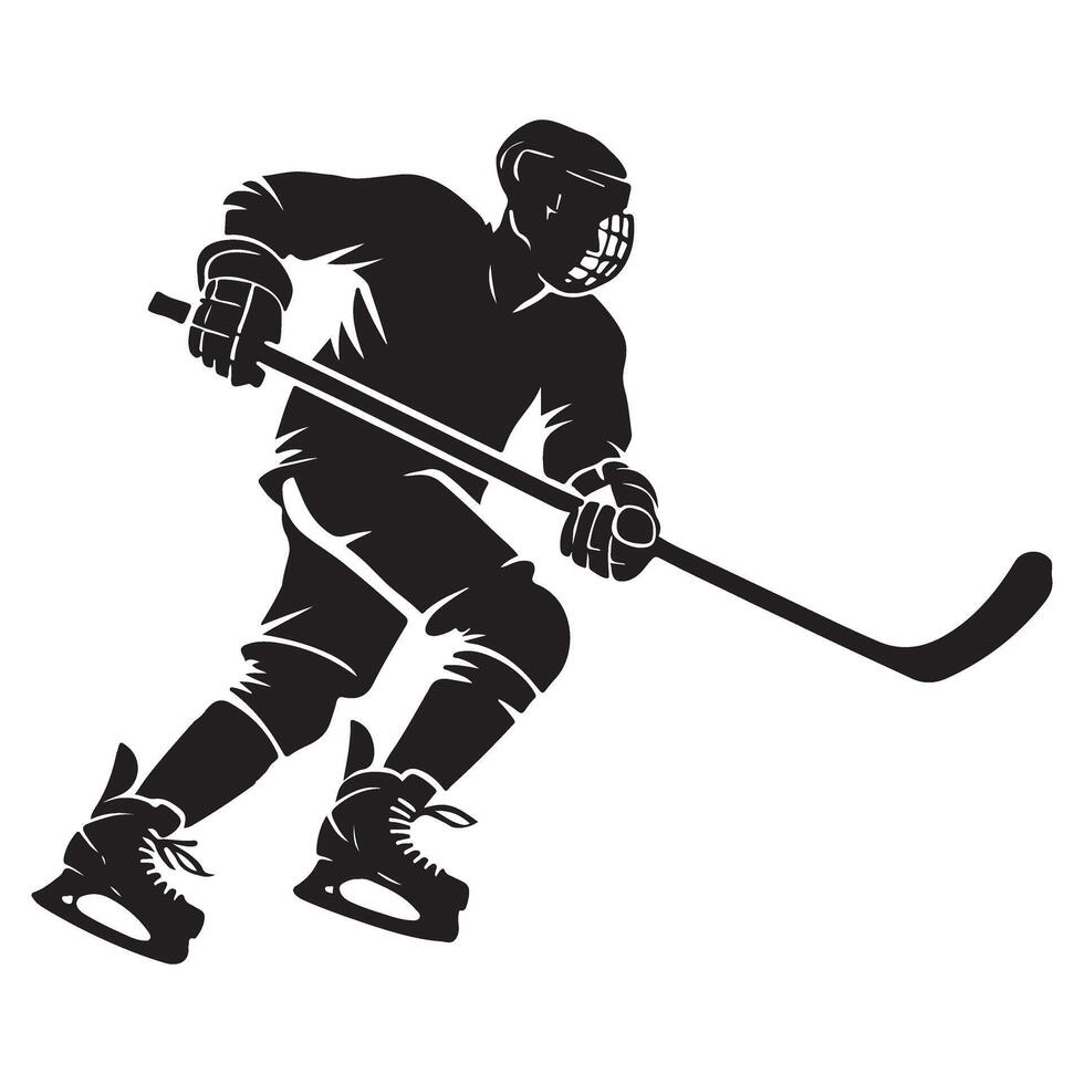Dynamic Hockey Player Silhouette Art vector