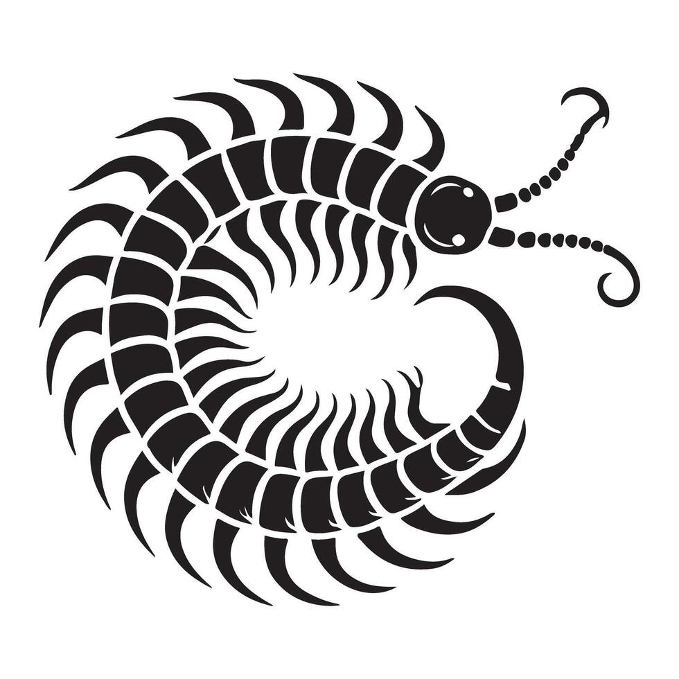 Intriguing Centipede Silhouette Design vector