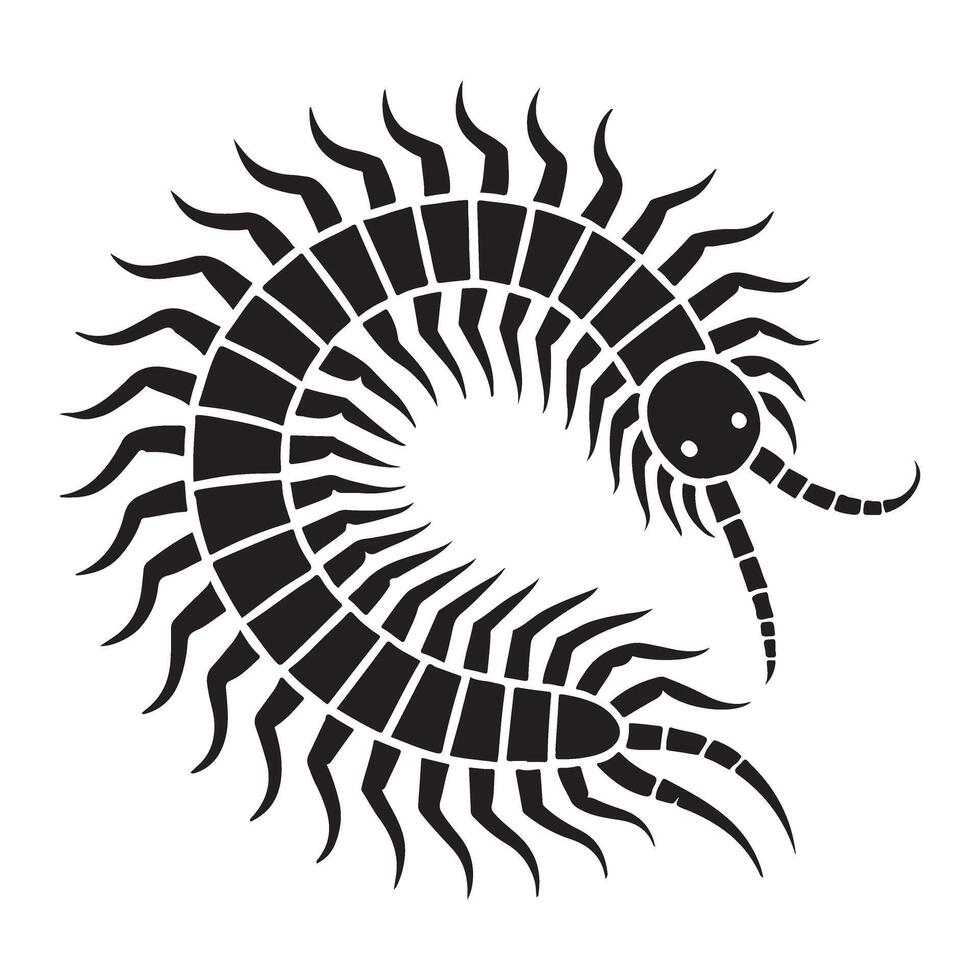 Centipede Silhouette Illustration for Insect Designs vector
