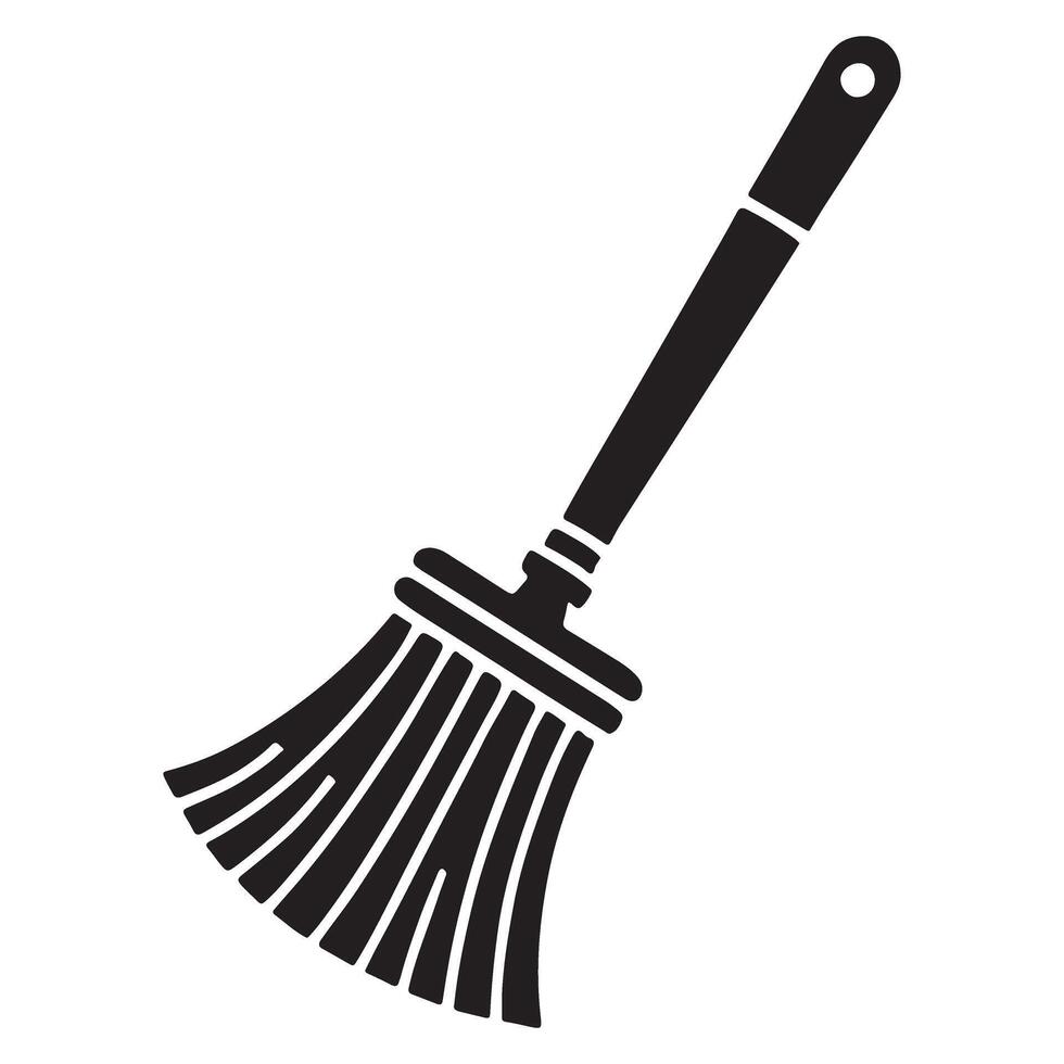 Simple Broom Silhouette Illustration for Cleaning Designs vector