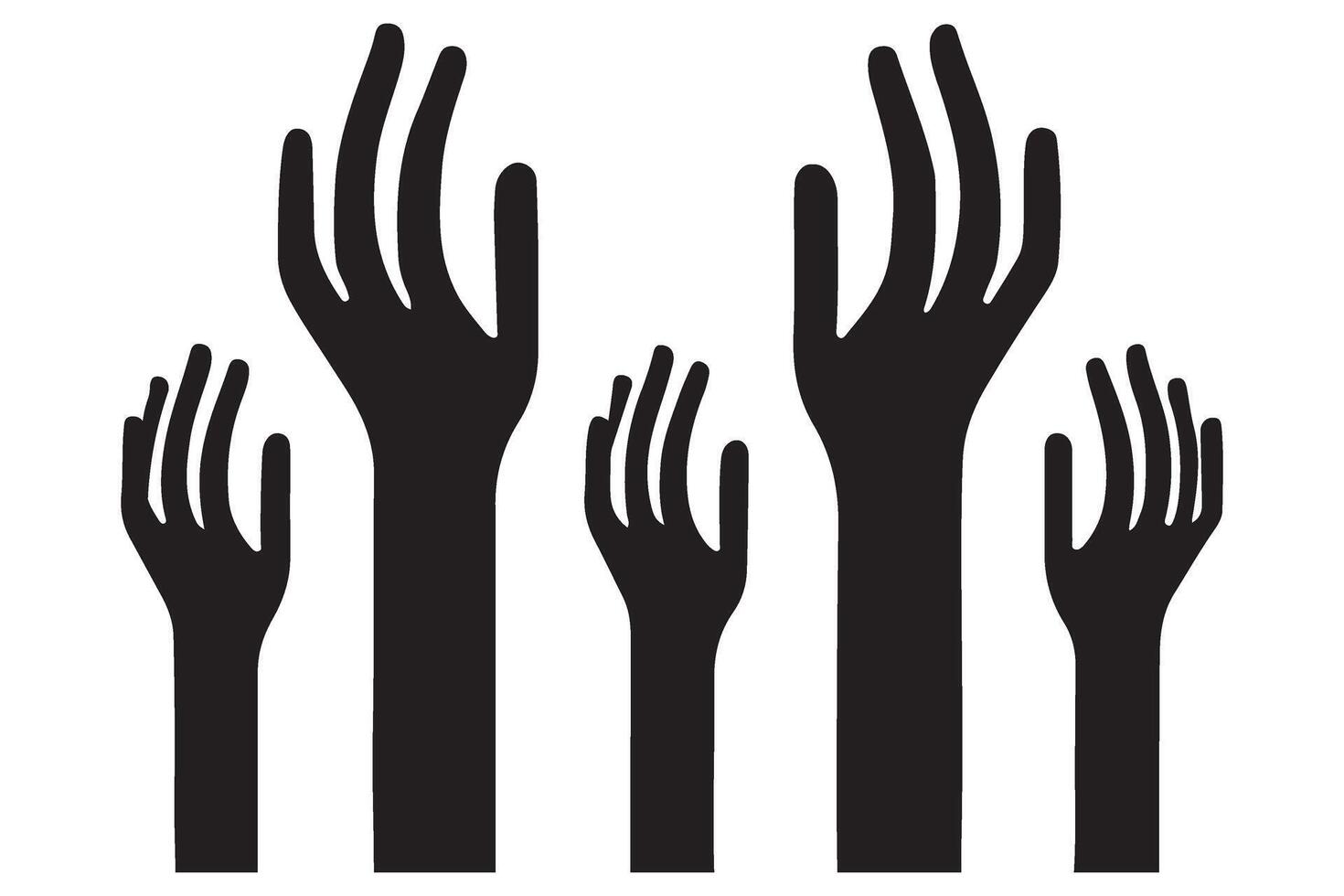 Raised Hands Silhouette Illustration for Unity and Support vector