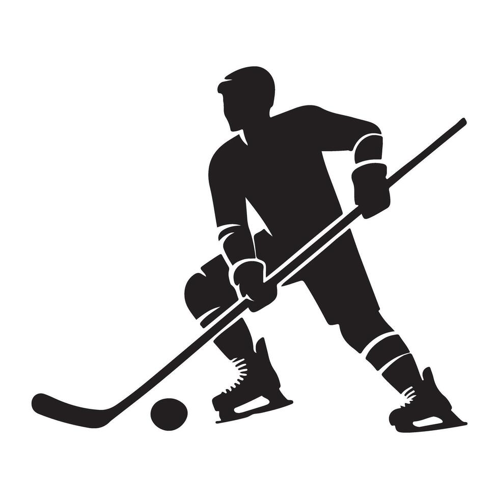 Silhouette of a Hockey Player in Action vector