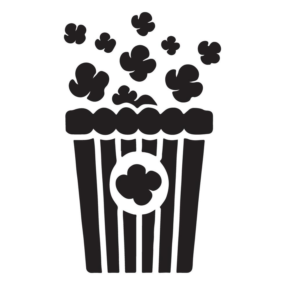 Classic Popcorn Bucket Silhouette Icon vector