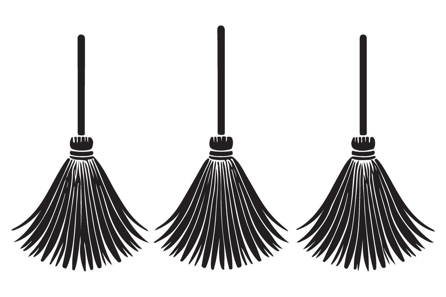 Set of Three Witch's Brooms Silhouettes vector