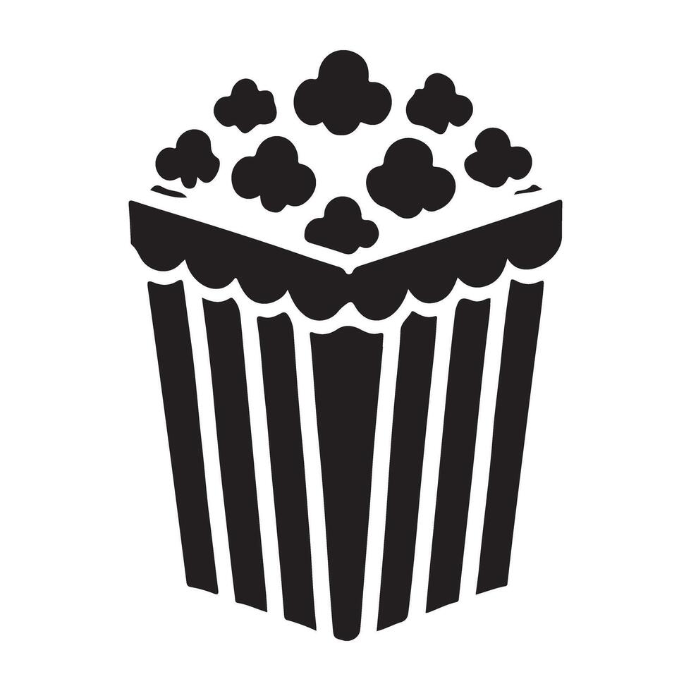 Classic Popcorn Bucket Silhouette Illustration vector