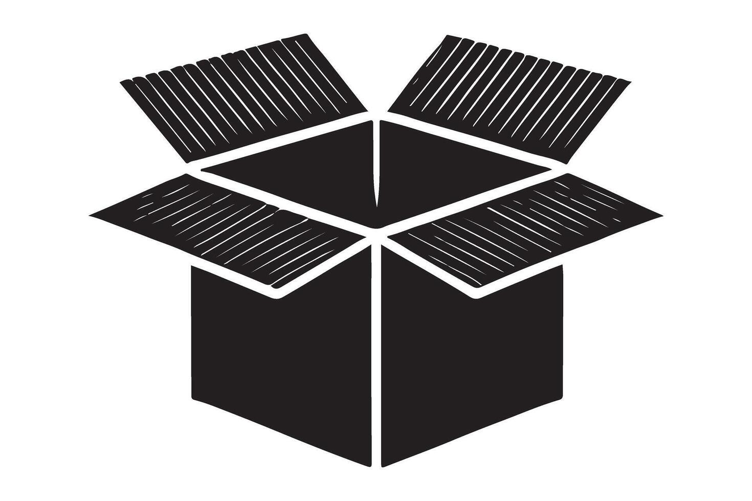 Open Cardboard Box Silhouette Image vector