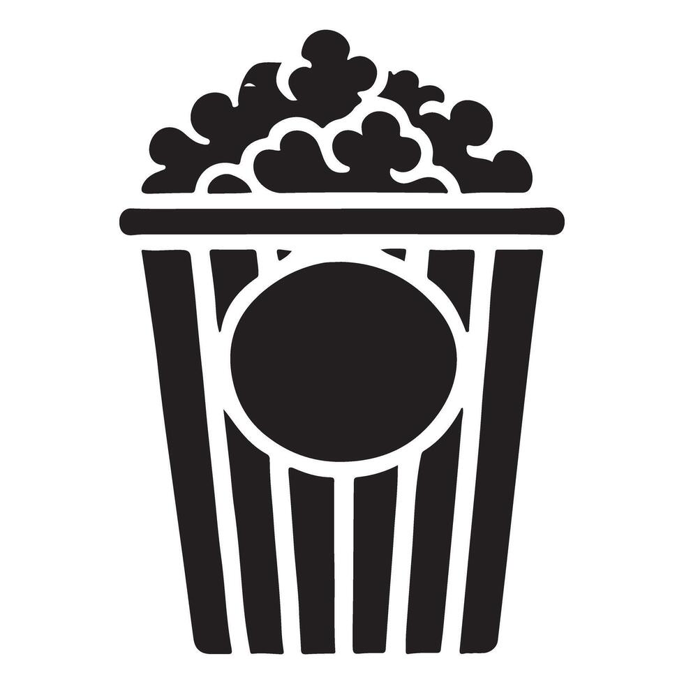 Striped Popcorn Bucket Silhouette Illustration vector