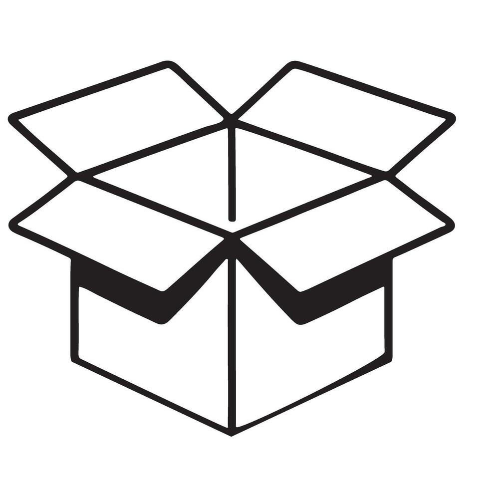 Open Cardboard Box Silhouette Illustration art vector