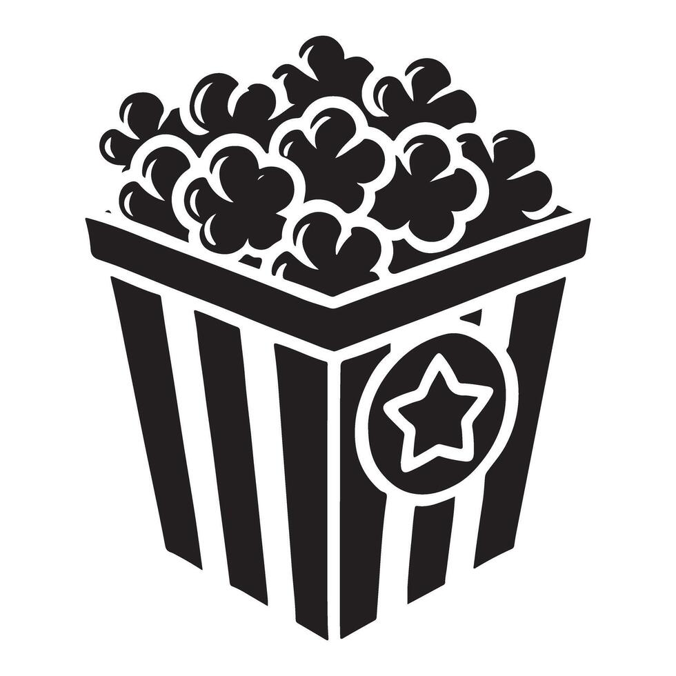 Classic Striped Popcorn Bucket Silhouette Illustration vector