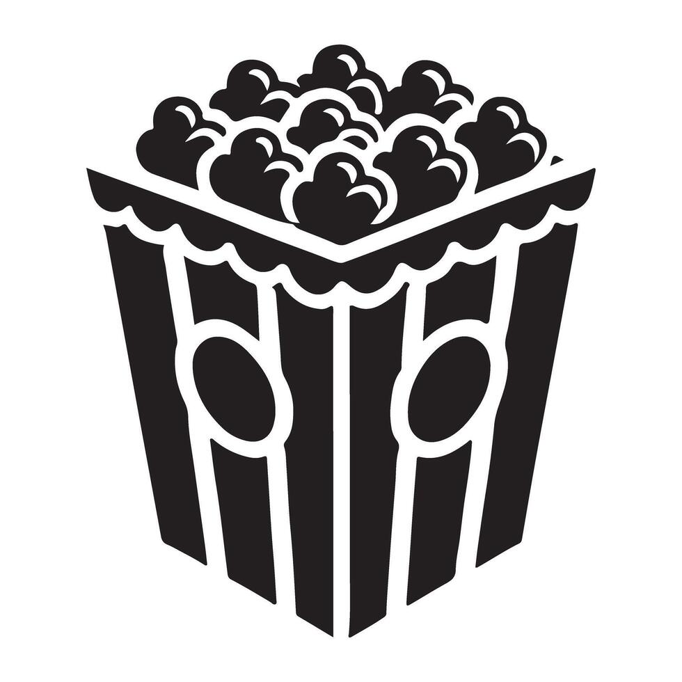 Silhouette of Popcorn in a Striped Bucket vector