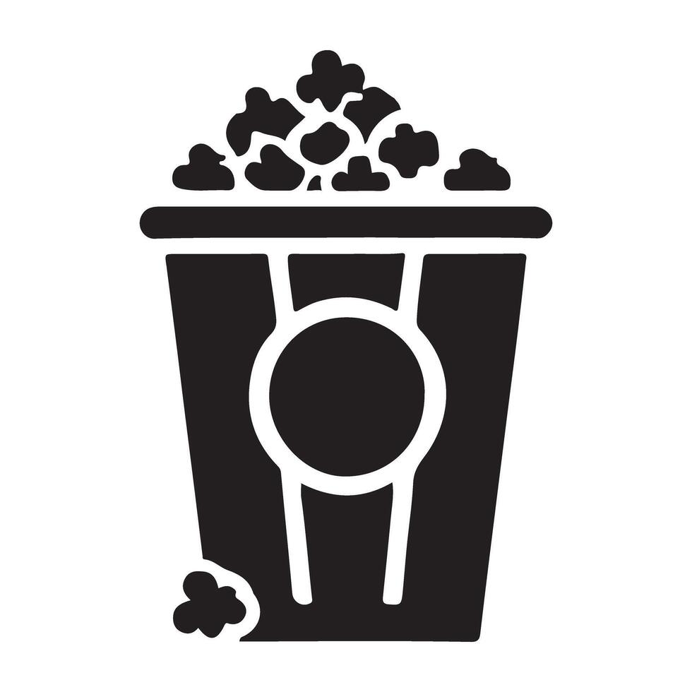 Popcorn Bucket Silhouette Illustration for Movie Night vector