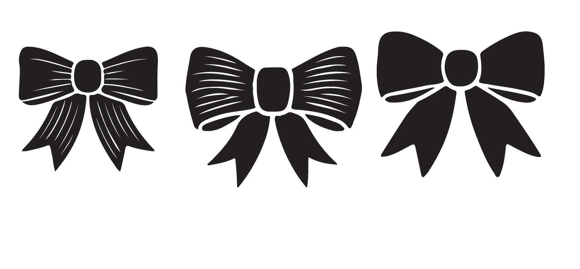 Set of Black Bow Silhouettes for Gift Wrapping Designs vector