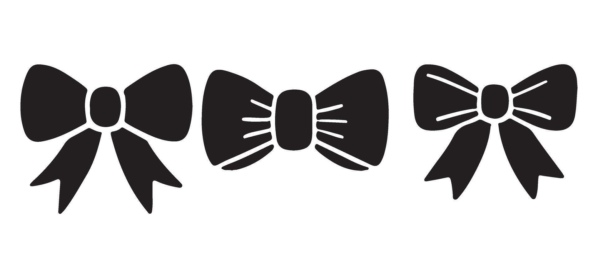 Three Different Styles of Bow Silhouettes vector