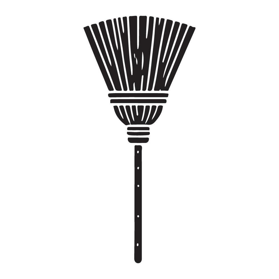 Classic Broom Silhouette Illustration for Cleaning vector