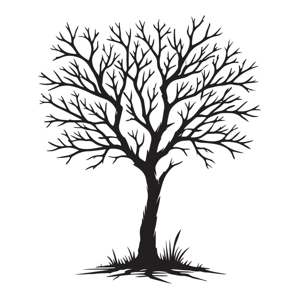 Leafless Tree Silhouette Illustration for Design vector