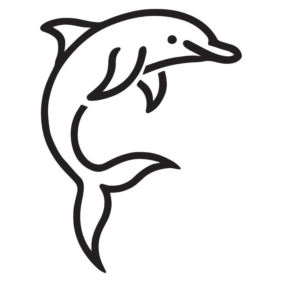 Elegant Dolphin Silhouette Line Art Illustration vector