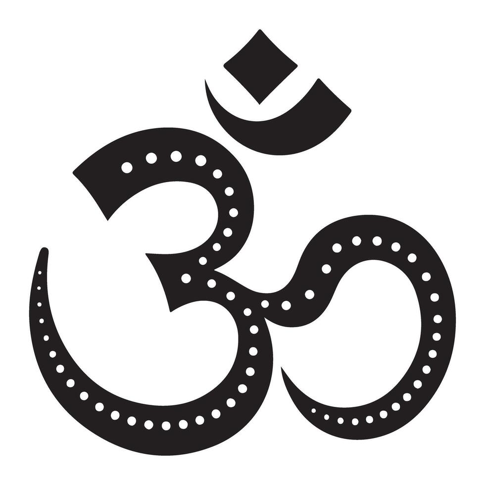Om Symbol Detailed Black Illustration with Dotted Outline vector