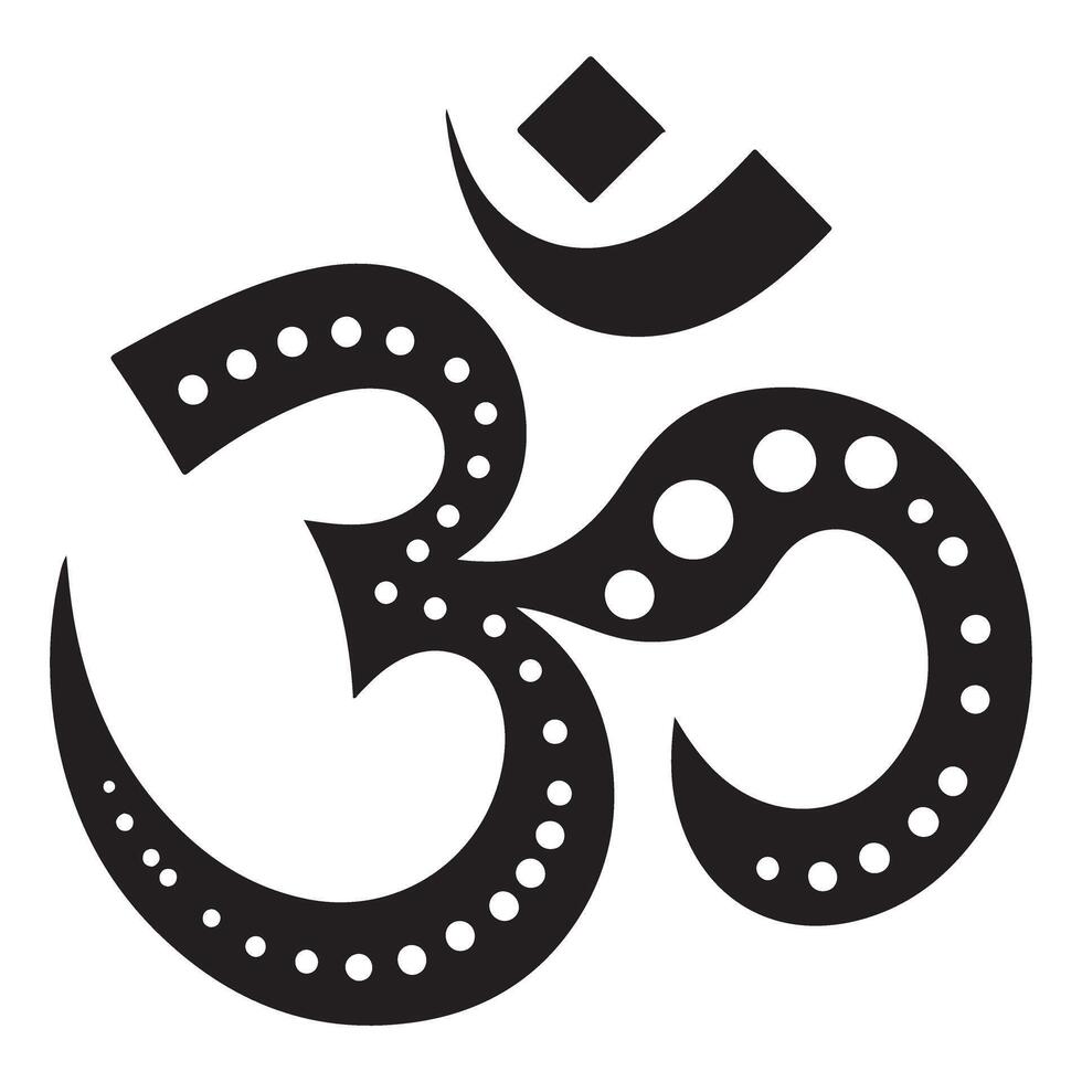 Ornate Om Symbol Black Illustration with Dotted Design vector
