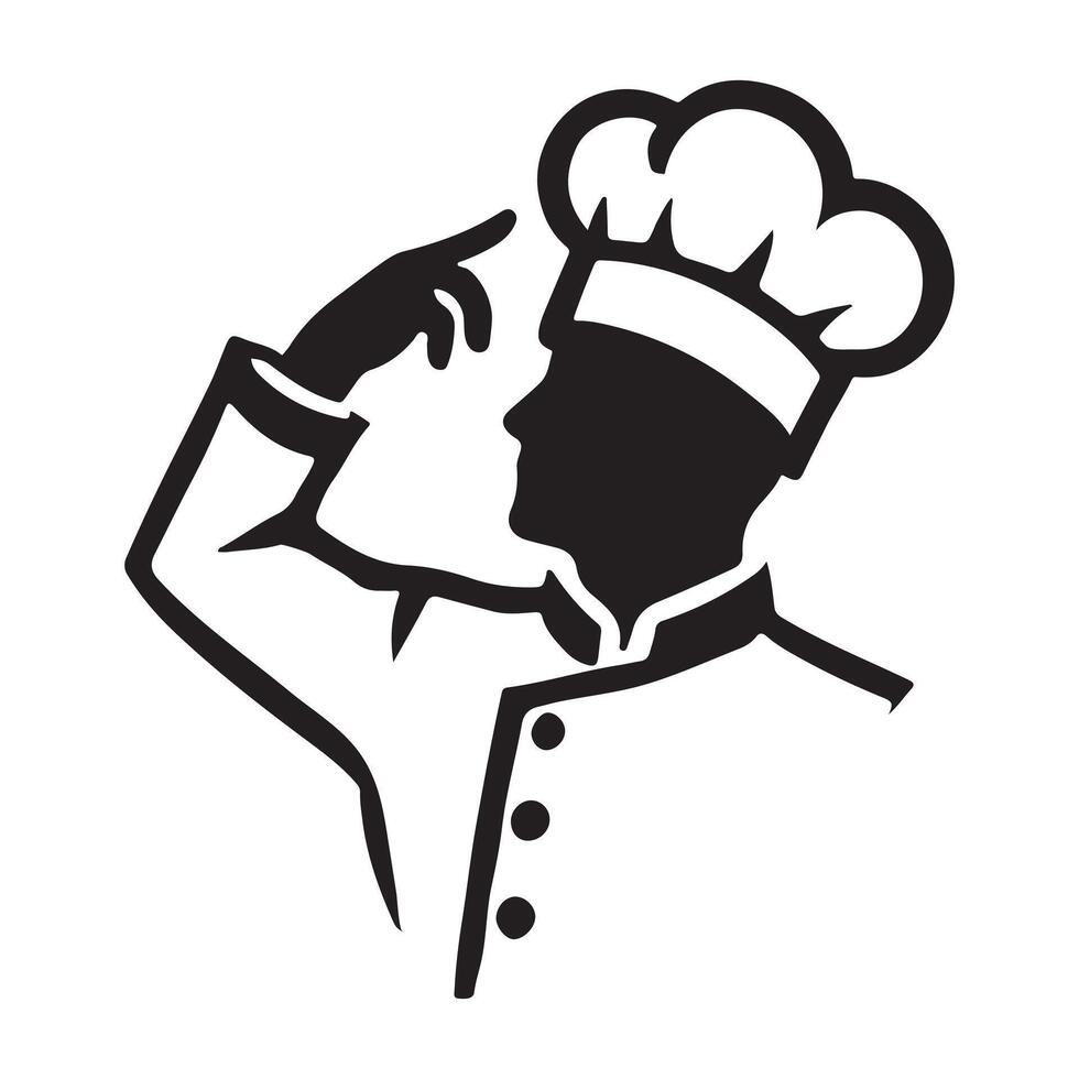 Chef Silhouette Illustration in a Thoughtful Pose vector