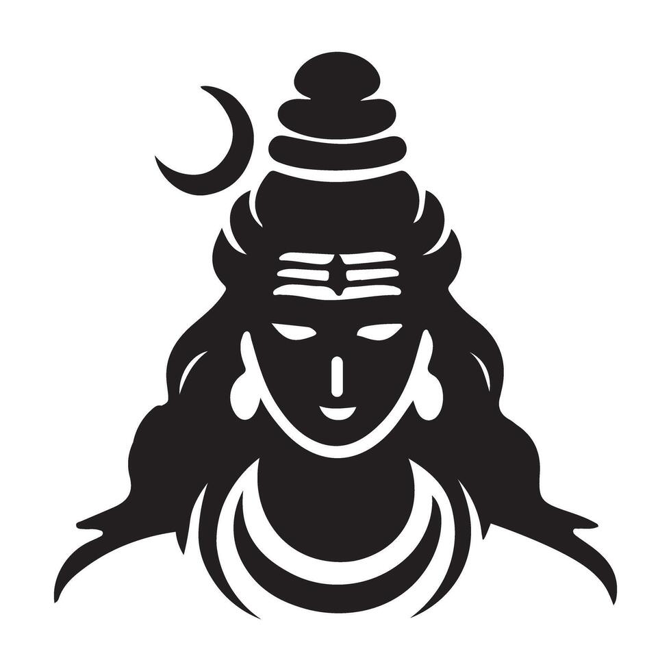 Lord Shiva's Face Black Silhouette Artistic Illustration vector