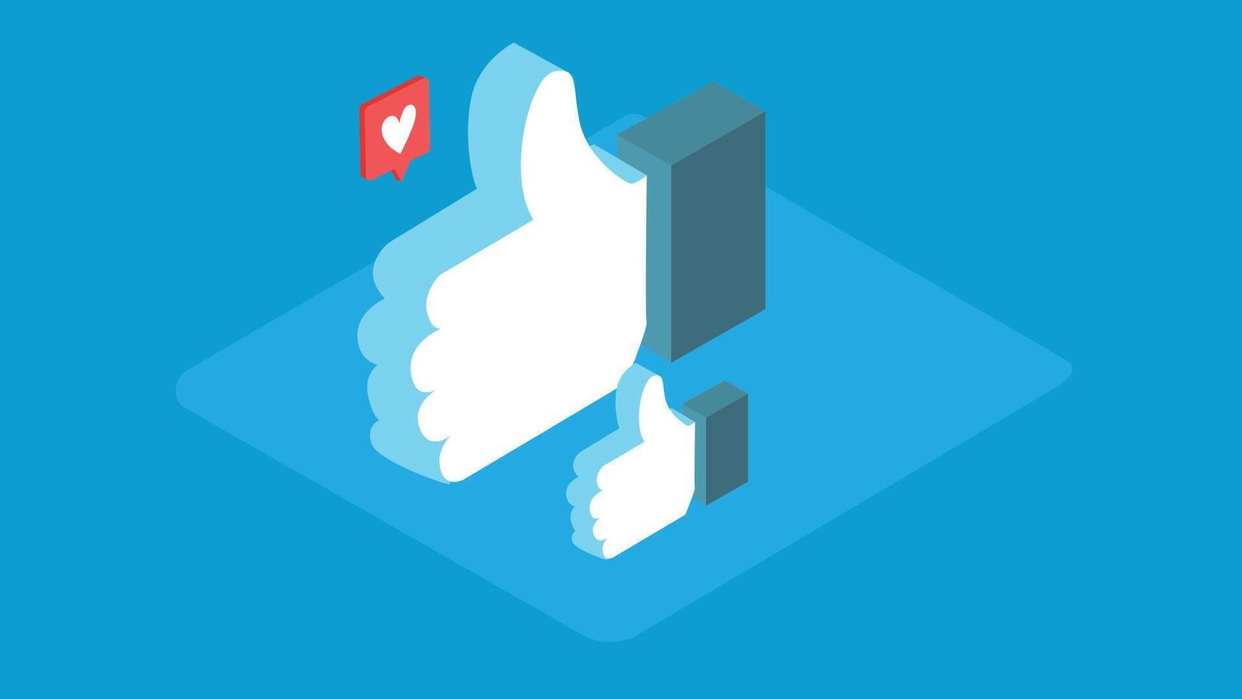 An illustration of a like button isometric design vector