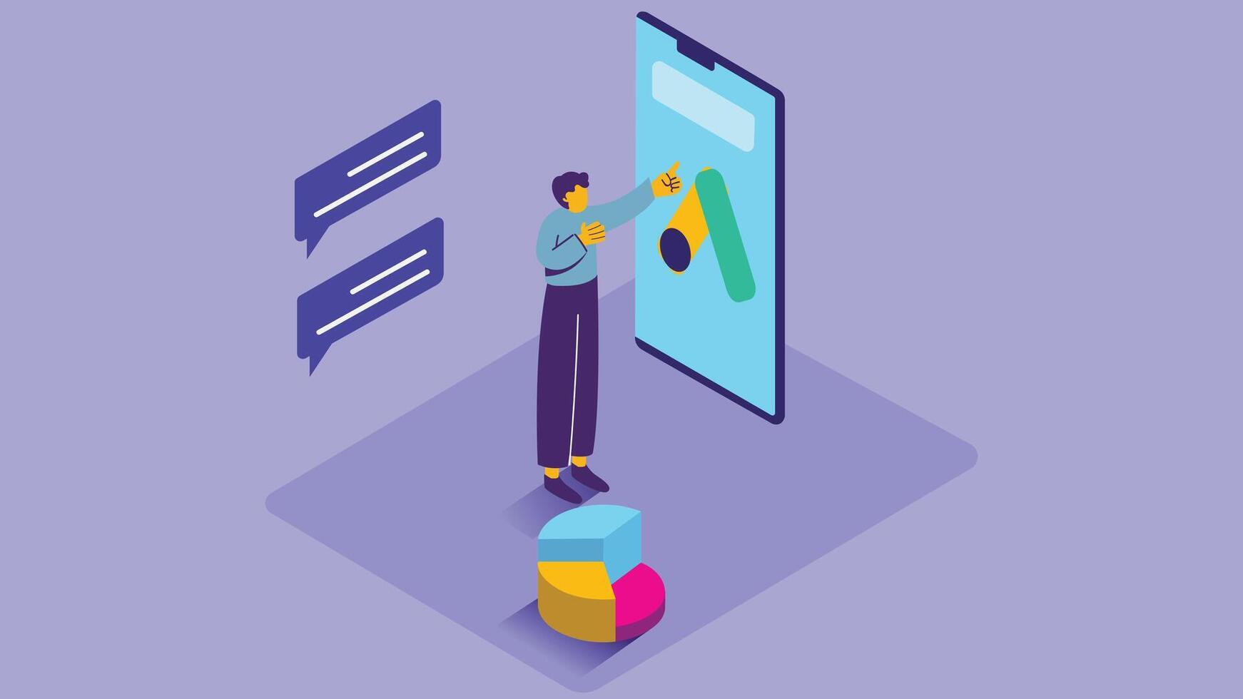 un isométrica ilustración de un datos análisis solicitud interfaz, desplegado en un dispositivo me gusta un computadora o tableta vector