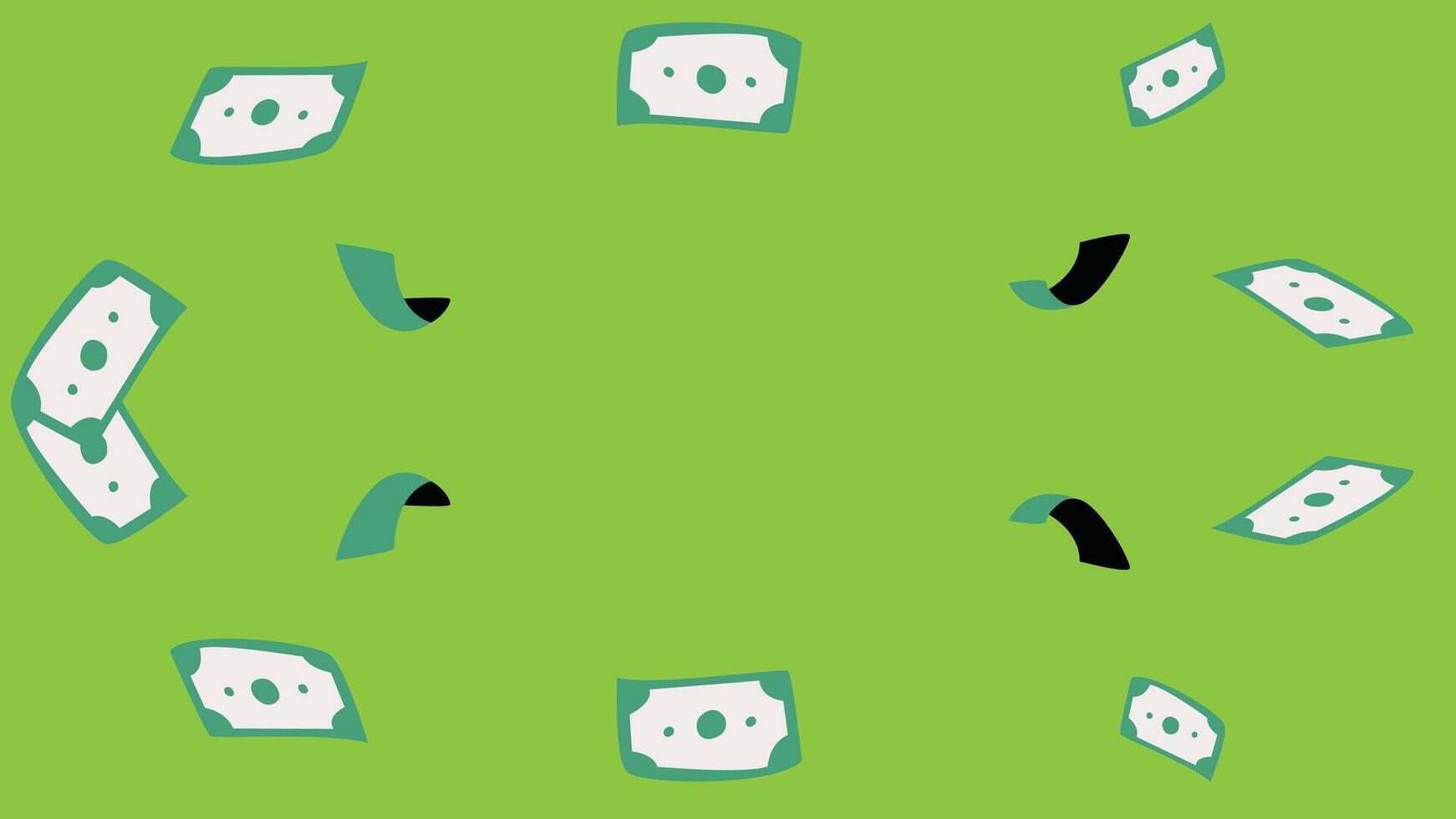 An illustration of money falling and flying around, with bills and coins scattered in mid-air vector