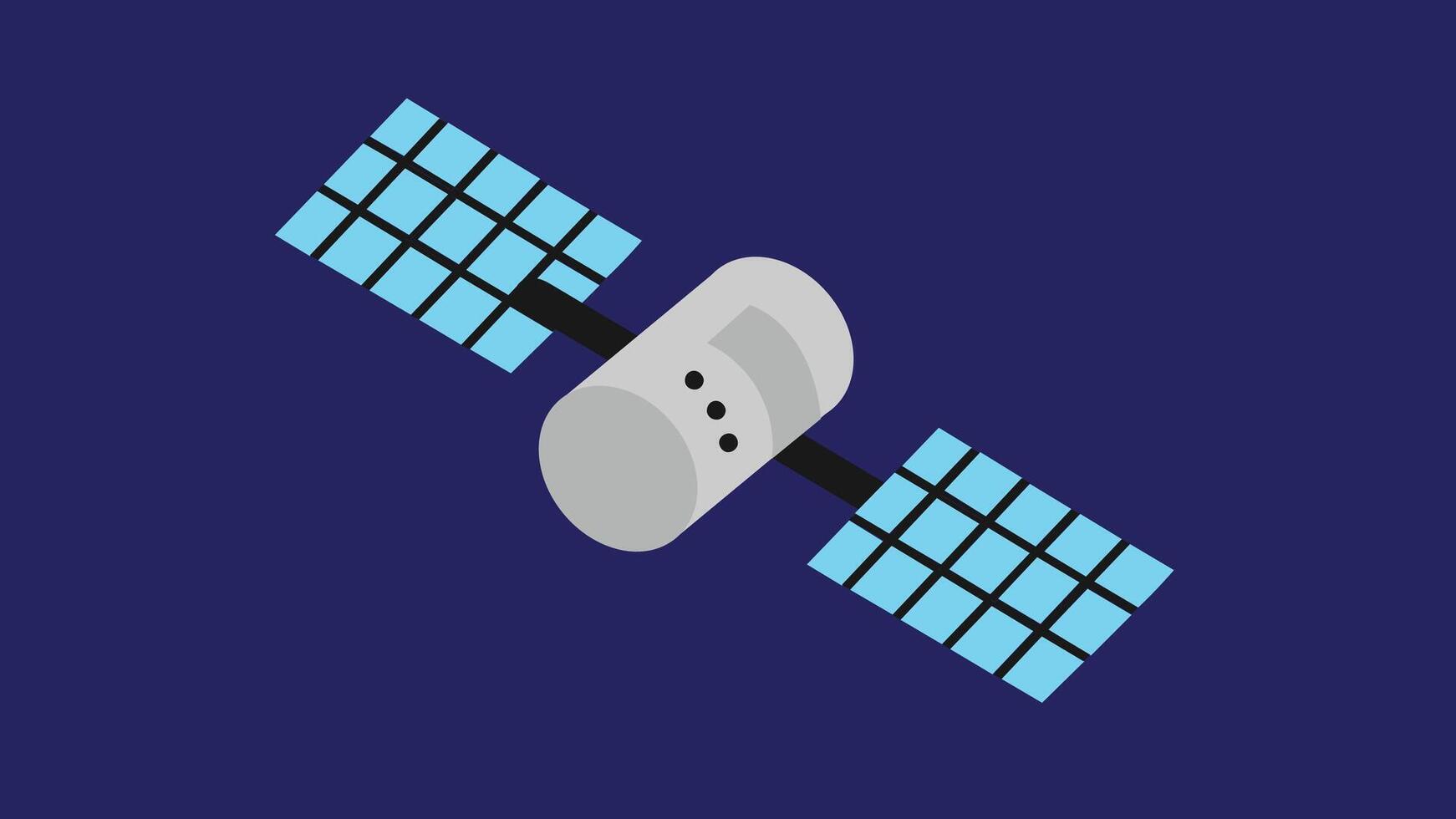 An illustration of a satellite orbiting in deep space, surrounded by a vast expanse of stars, galaxies, and cosmic dust. vector