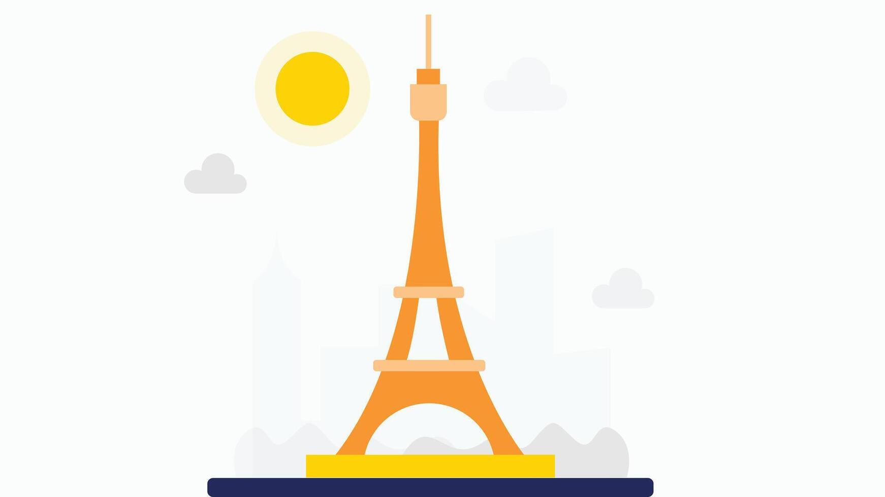 An illustration of the Eiffel Tower with a sleek, modern design, showcasing its iconic structure in a more contemporary or minimalist style vector
