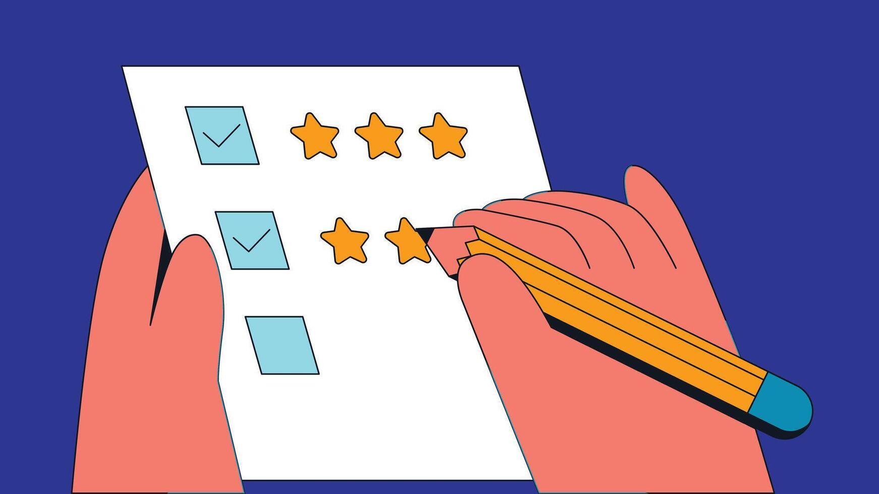illustration of a rating system with stars, typically showing 5 stars arranged horizontally, level of feedback vector