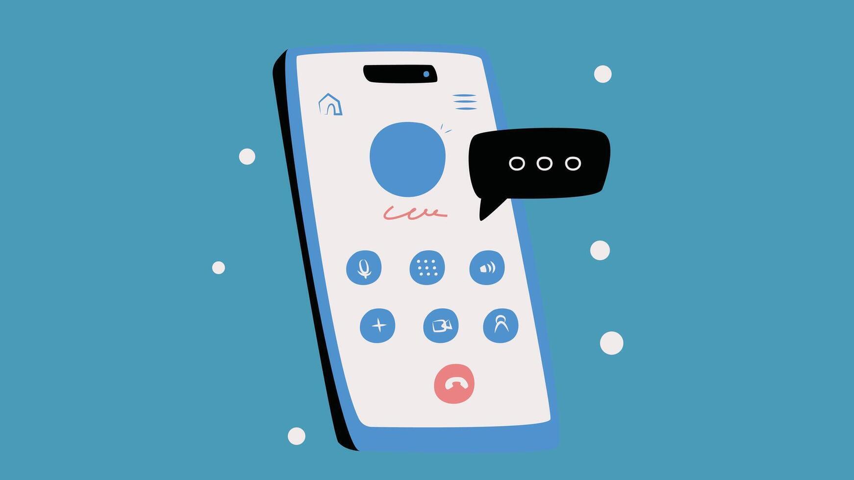 An illustration of a mobile device displaying a dial screen, typically showing a numeric keypad for dialing a phone number vector