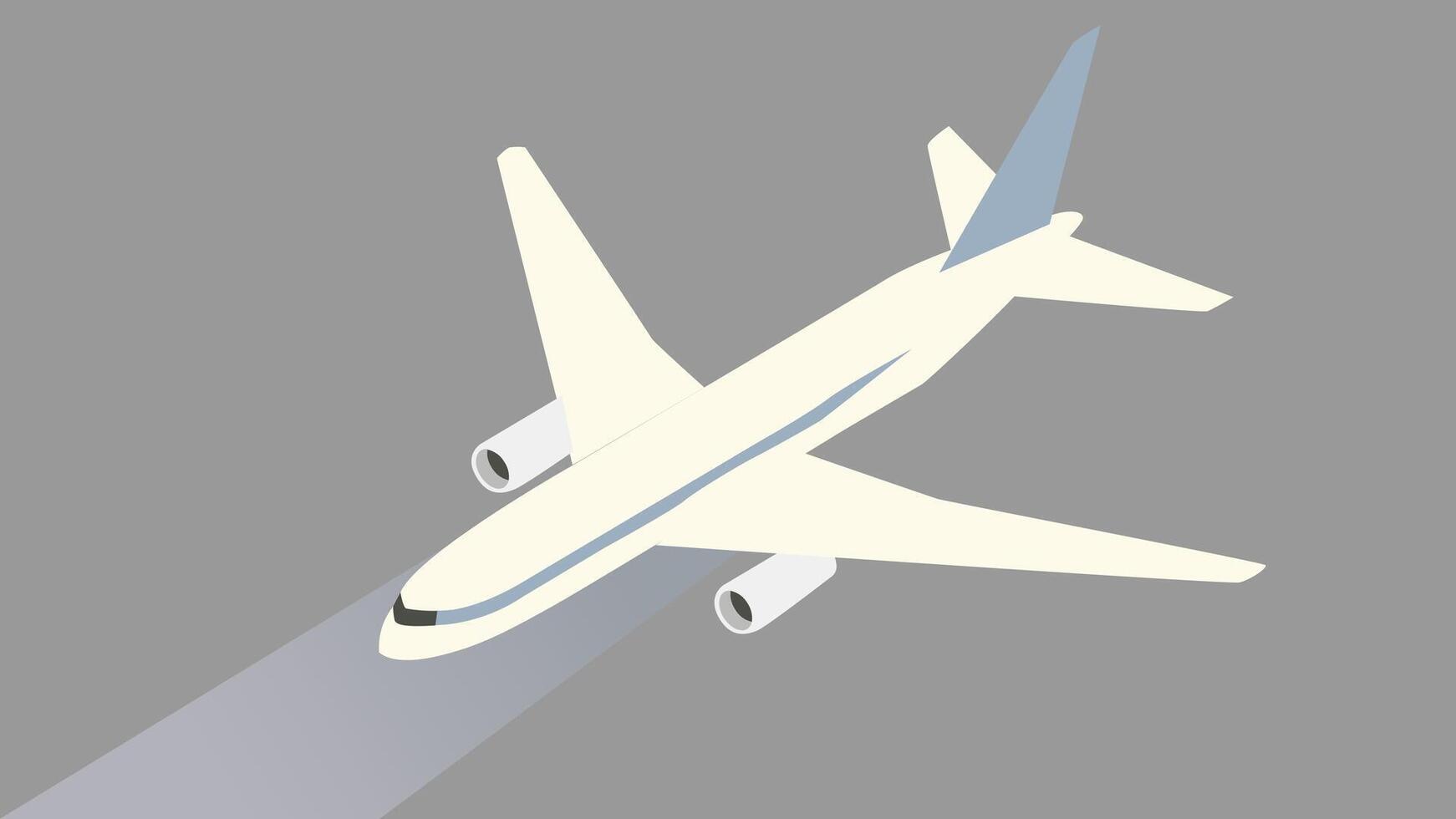An isometric illustration of an airplane on land, possibly on a runway or an airport tarmac vector
