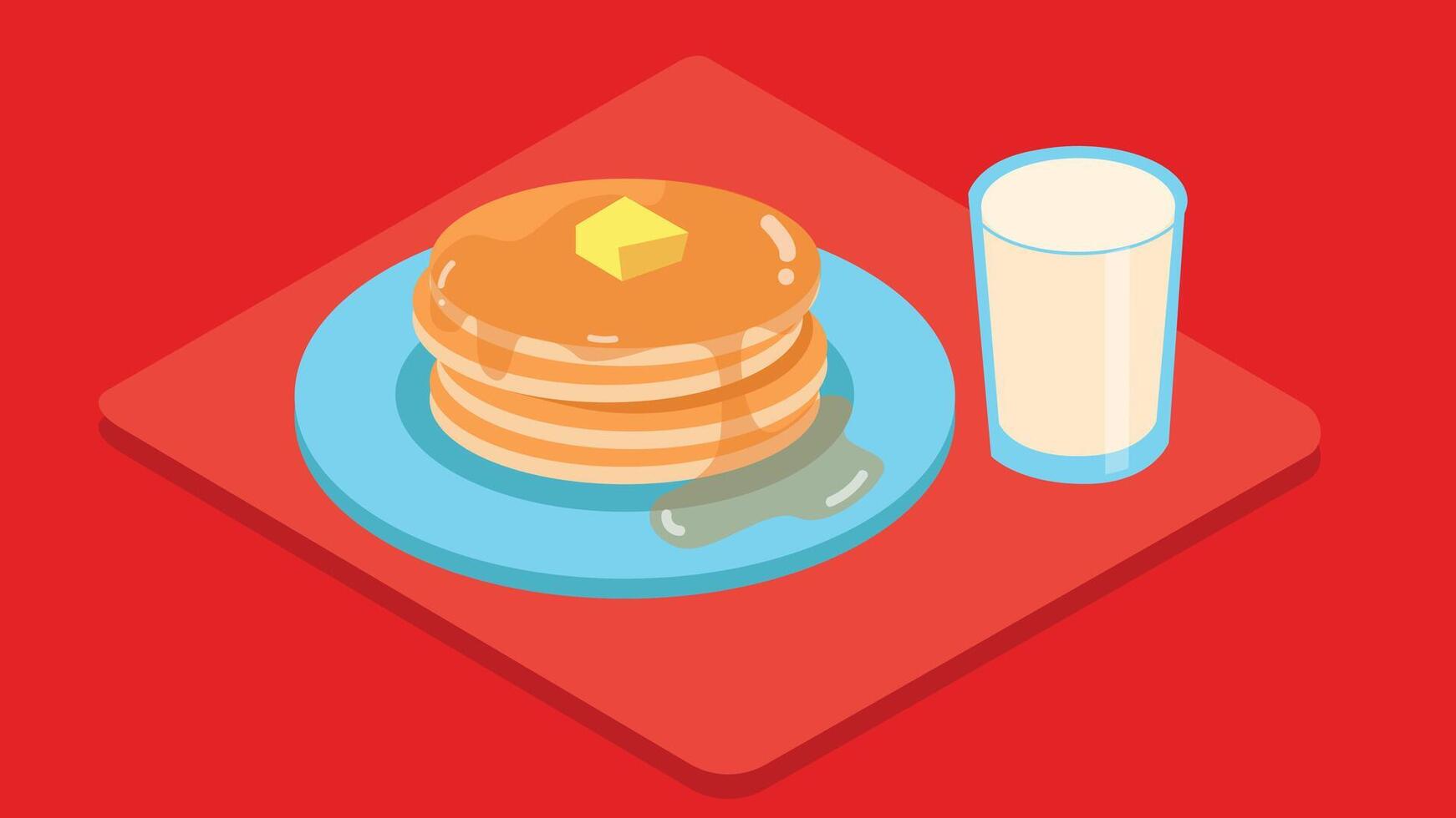 American breakfast on a table isometric design vector