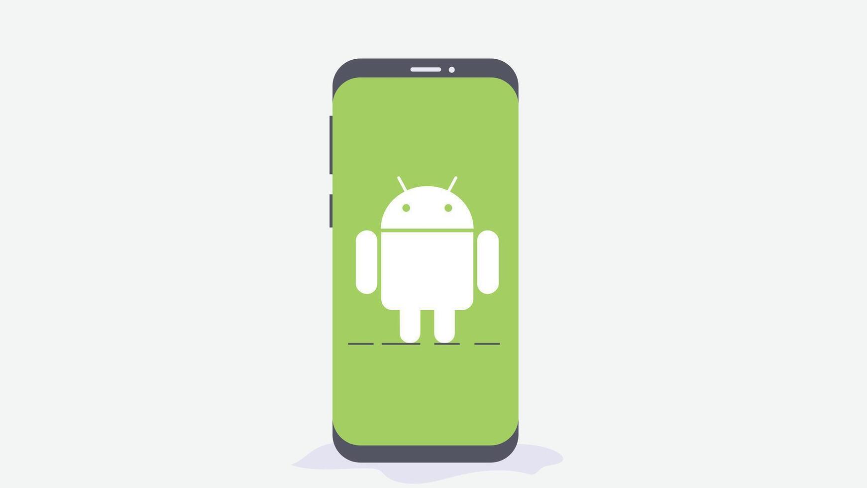 An Android mobile device screen is isolated, showcasing its display, interface, and sleek design vector