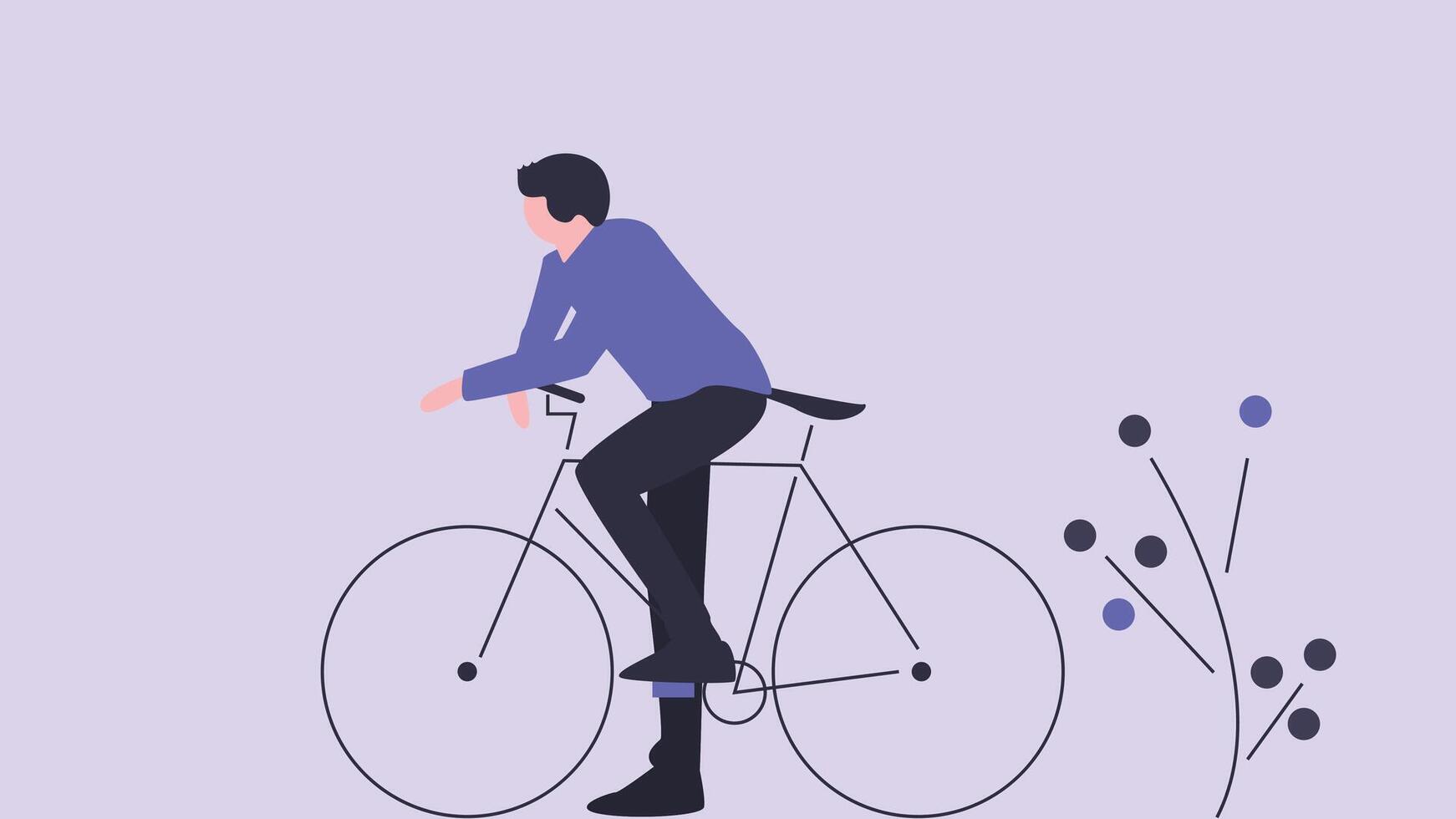 A man is riding his bicycle, enjoying the outdoors vector