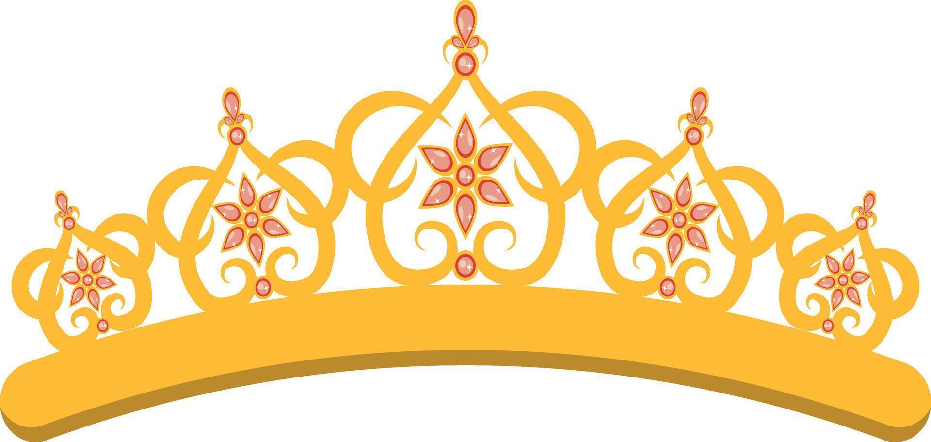 Gold Crown Illustration with Cartoon Design. vector