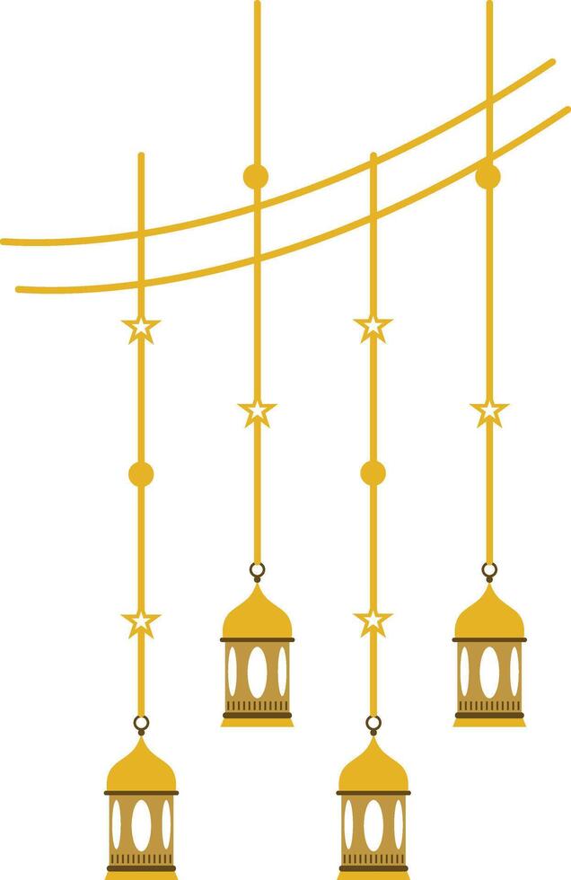 Ramadan Hanging Lantern in Flat Design vector