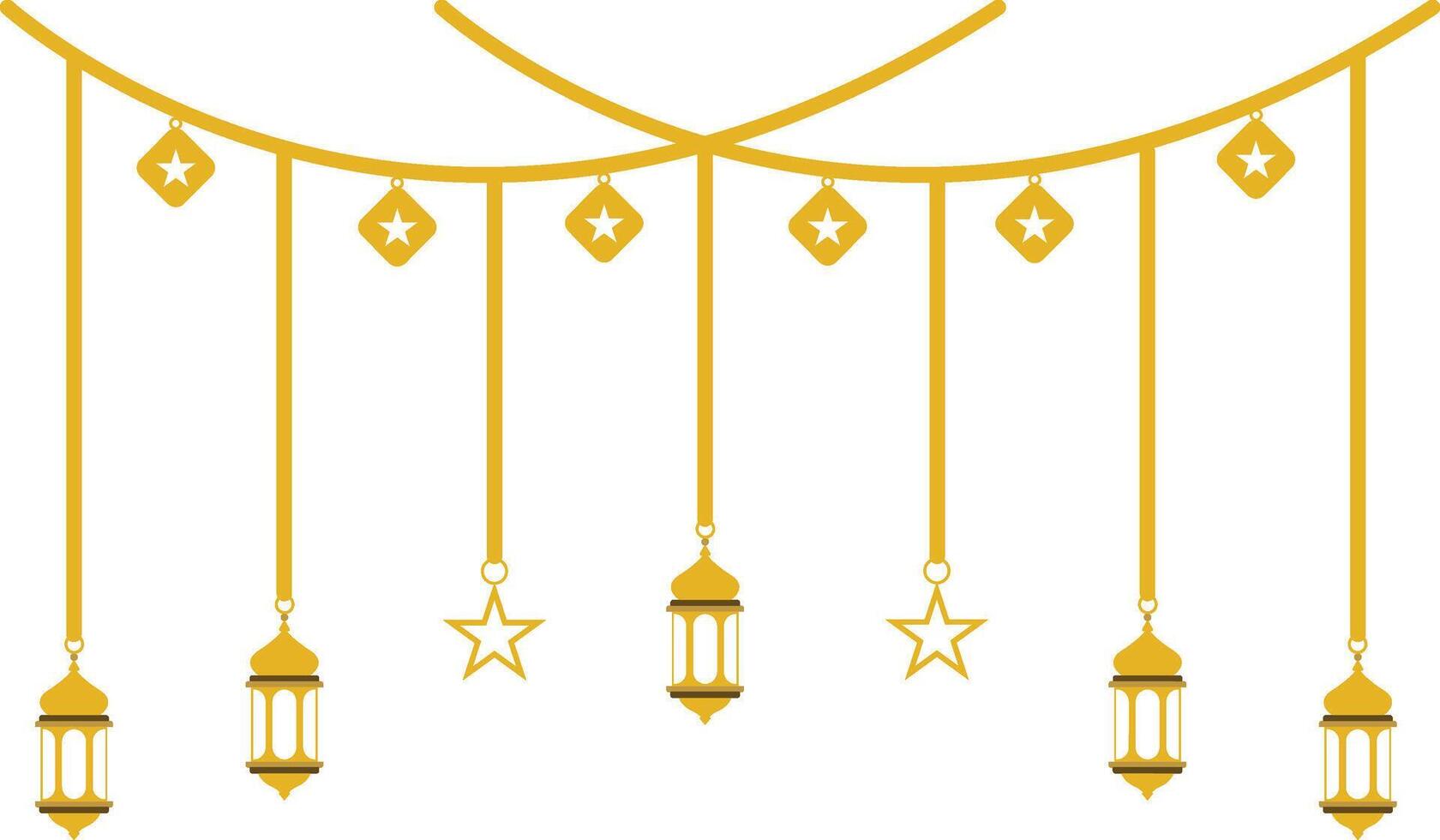 Ramadan Hanging Lantern with Flat Design vector