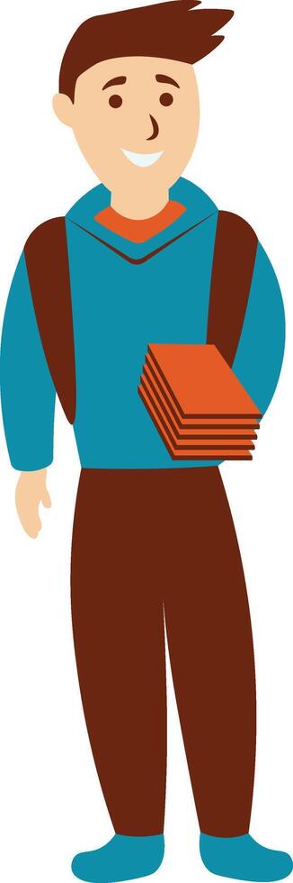 Student Illustration with Simple Cartoon Style. vector