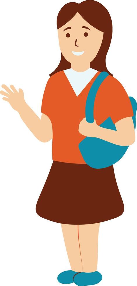 Student Character with Simple Cartoon Design vector