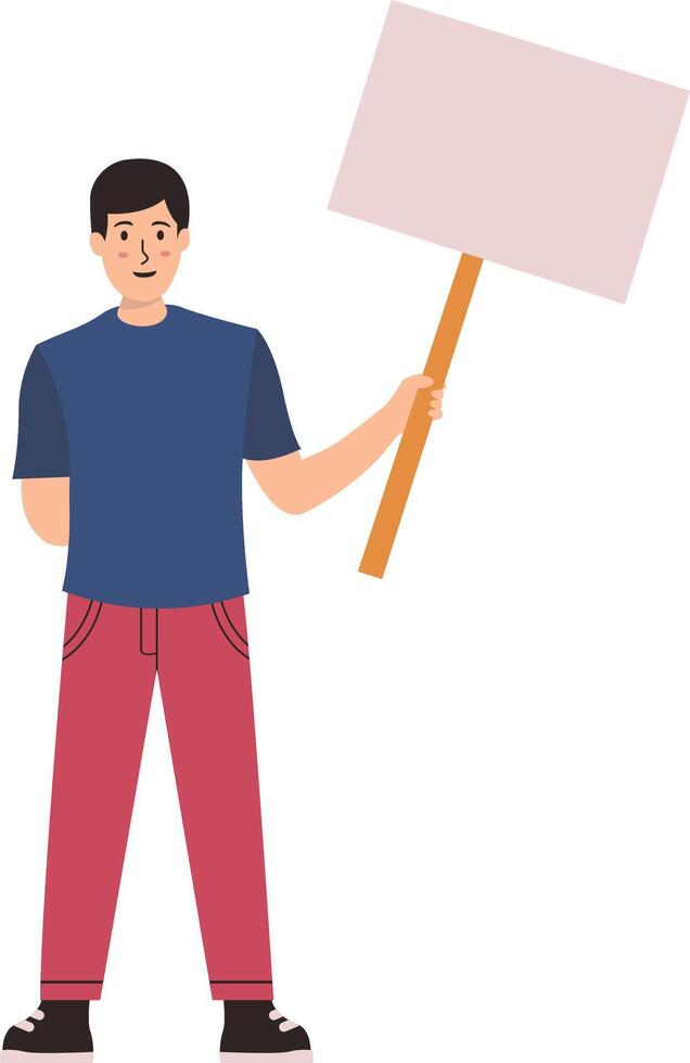People Holding Banner with Flat Cartoon Design vector
