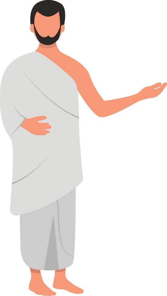 People Hajj Pilgrims with Flat Cartoon Design and Concept vector