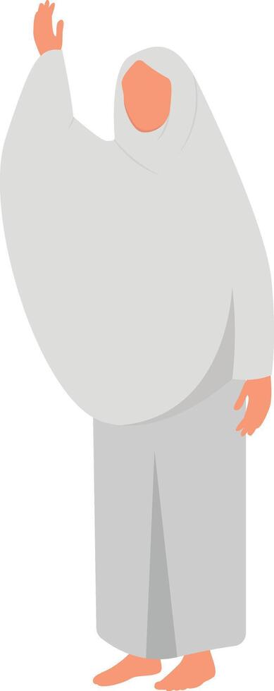 Woman Hajj Pilgrim with Flat Cartoon Design vector