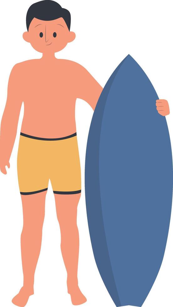 Illustration of Man Beach with Surfboard. vector