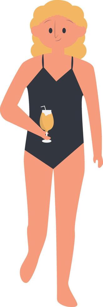 Summer Beach People with Cocktail vector