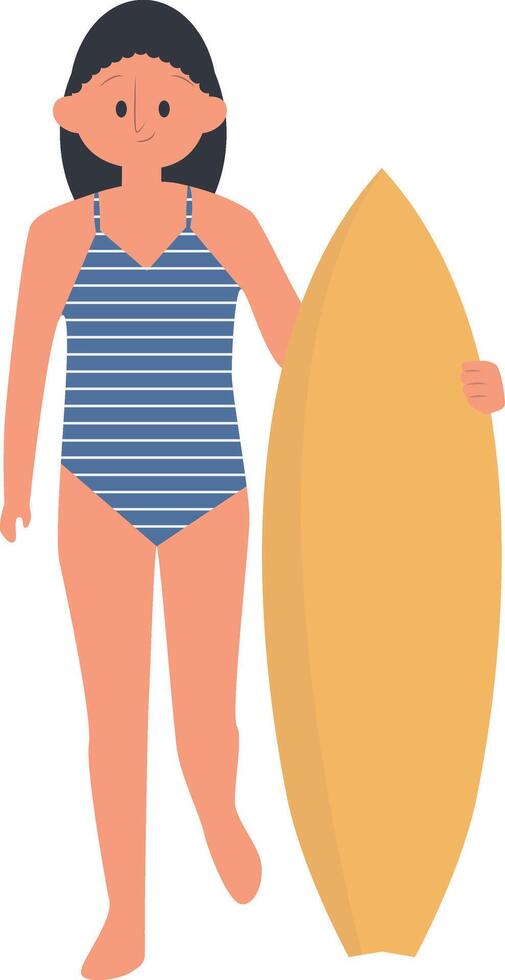 Summer Beach People with Surfboard vector